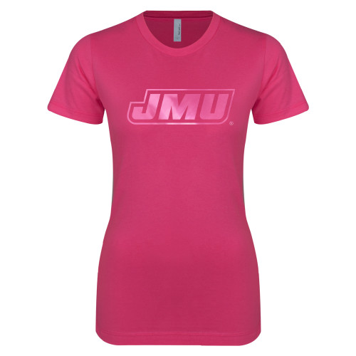  Next Level Womens Fuchsia Boyfriend Tee - Primary Logo Foil