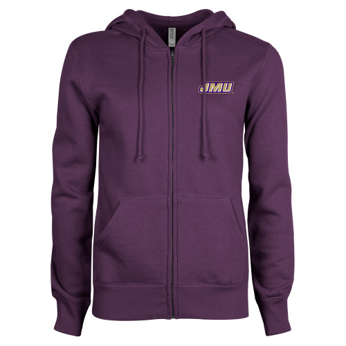 James Madison ENZA Womens Purple Fleece Full Zip Hood