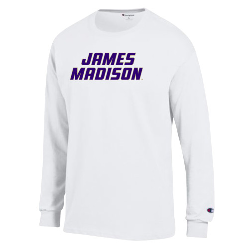 James Madison Champion White Long Sleeve T Shi