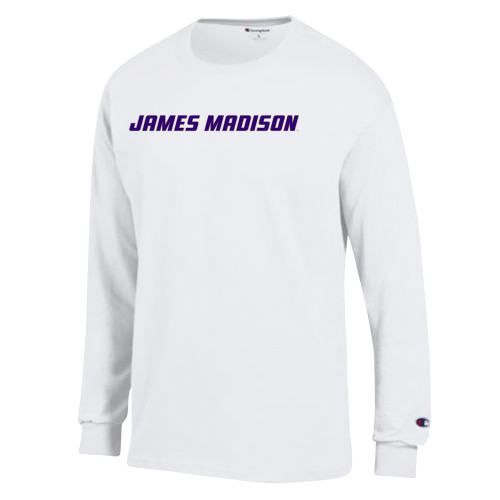 James Madison Champion White Long Sleeve T Shi