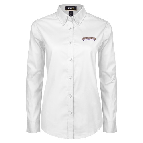 James Madison Womens White Twill Button Down Long Sleev