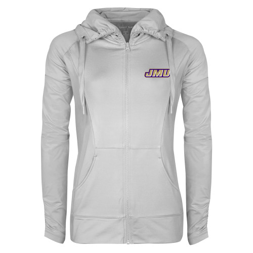 James Madison Womens White Sport Wick Stretch Full Zip Jack