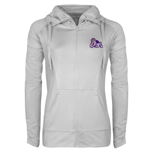 James Madison Womens White Sport Wick Stretch Full Zip Jack