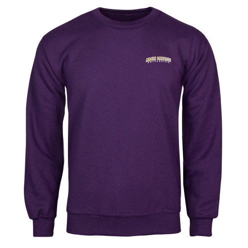  Purple Fleece Crew - James Madison University Arched