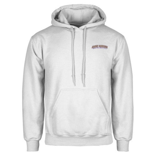  White Fleece Hoodie - James Madison University Arched