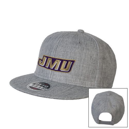 James Madison Heather Grey Wool Blend Flat Bill Snapback Hat