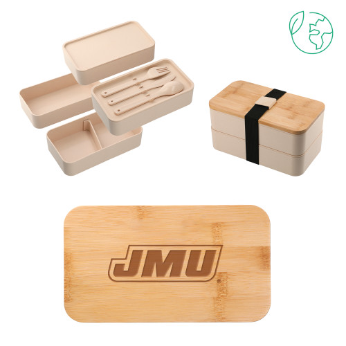 James Madison Stackable Bamboo Fiber Beige Bento Box