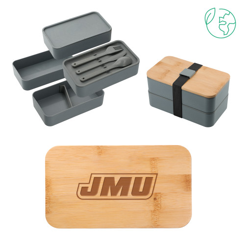 James Madison Stackable Bamboo Fiber Gray Bento Box