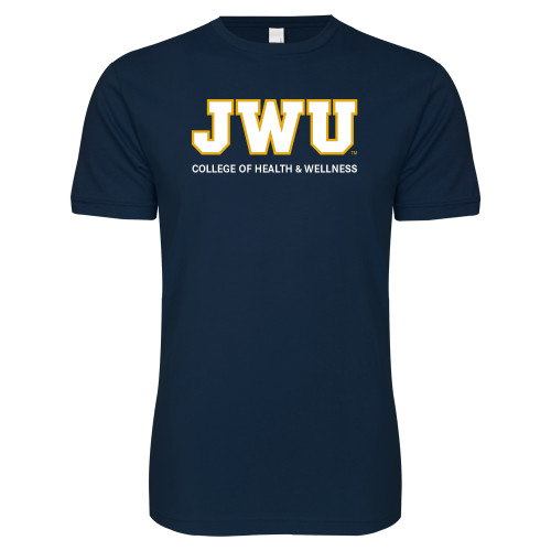  Next Level Navy SoftStyle T Shirt - JWU College of Health and Wellness