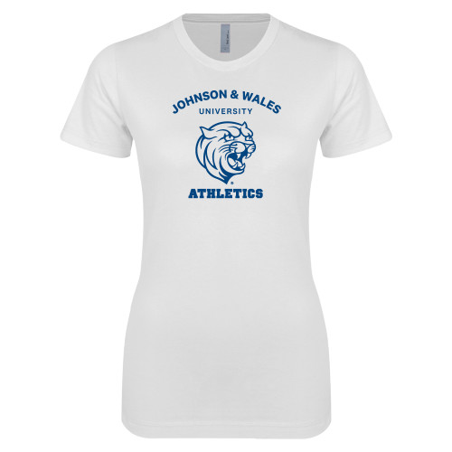  Next Level Womens White Boyfriend Tee - Johnson Wales Athletics