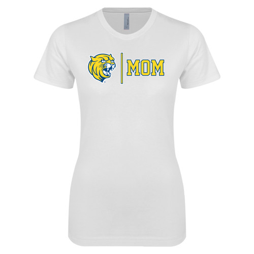  Next Level Womens White Boyfriend Tee - Wildcat Mom