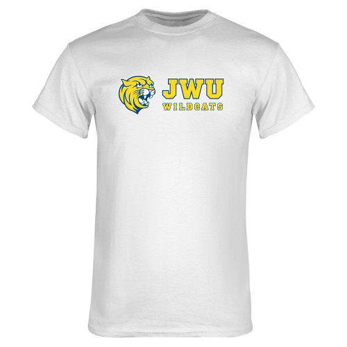  White T Shirt - JWU Wildcats with Cat Head