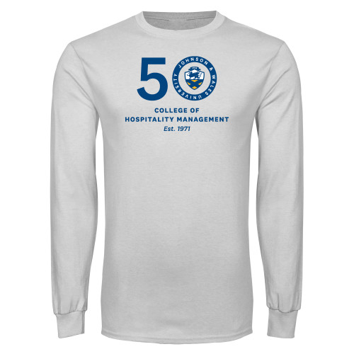  White Long Sleeve T Shirt - 50 College of Hospitality Management