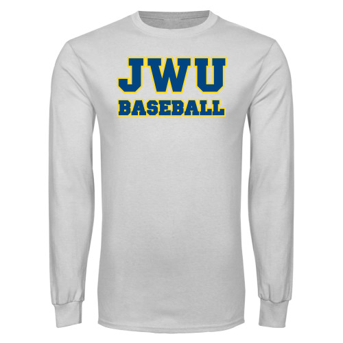  White Long Sleeve T Shirt - JWU Baseball