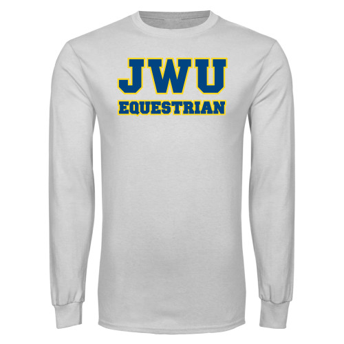  White Long Sleeve T Shirt - JWU Equestrian