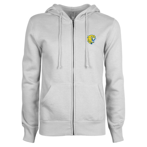  ENZA Womens White Fleece Full Zip Hoodie - Cat Head
