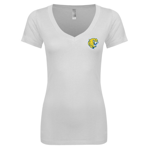  Next Level Womens White Ideal V Tee - Cat Head