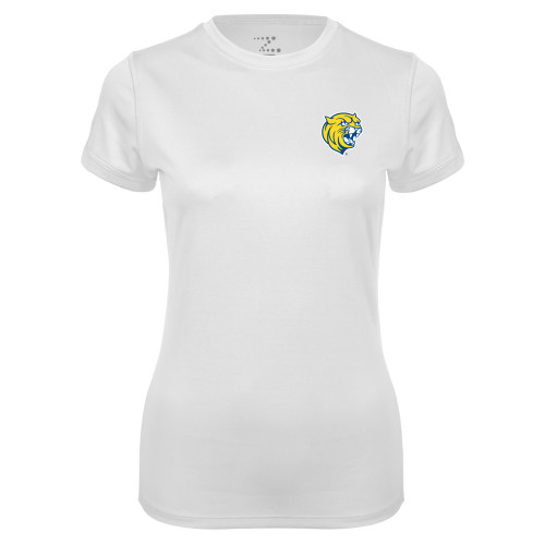  Womens White Performance Tee - Cat Head