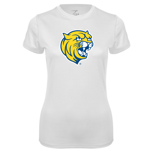  Womens White Performance Tee - Cat Head