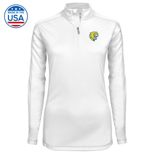  Syntrel Womens White Interlock 1/4 Zip - Cat Head