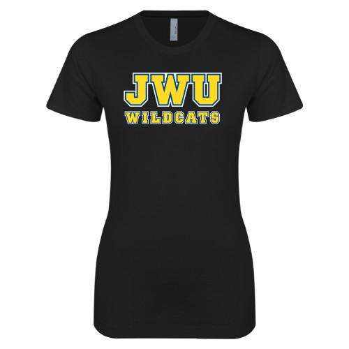  Next Level Womens Black Boyfriend Tee - JWU Wildcats Arch
