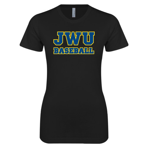  Next Level Womens Black Boyfriend Tee - JWU Baseball