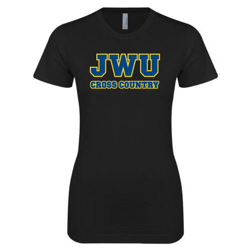  Next Level Womens Black Boyfriend Tee - JWU Cross Country