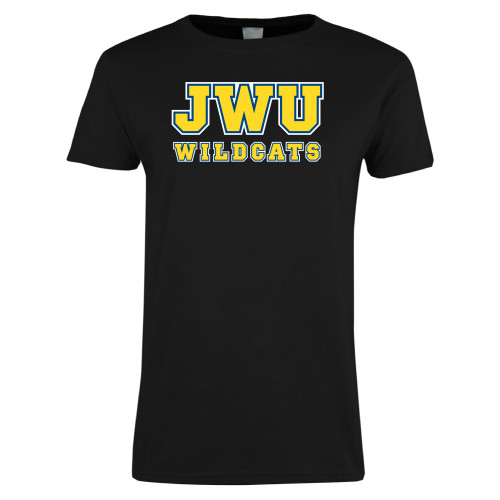  Womens Black Short Sleeve Tee - JWU Wildcats Arch