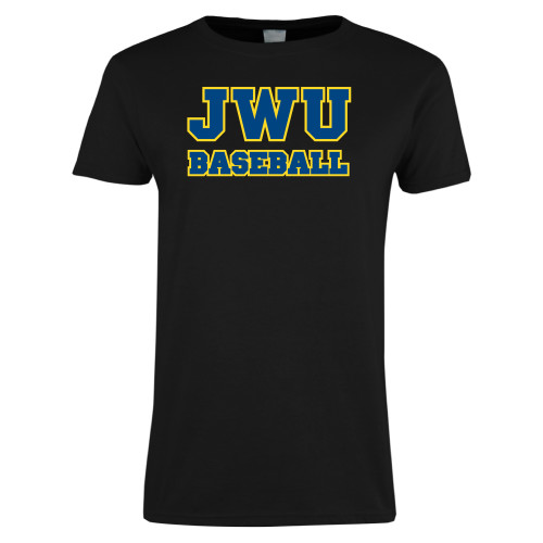  Womens Black Short Sleeve Tee - JWU Baseball