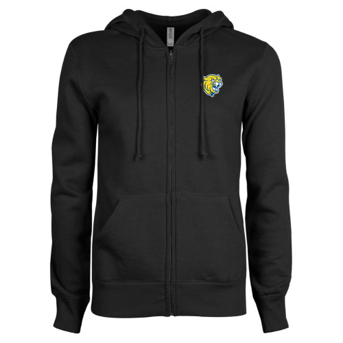  ENZA Womens Black Fleece Full Zip Hoodie - Cat Head