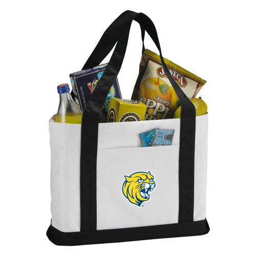  Contender White/Black Canvas Tote - Cat Head