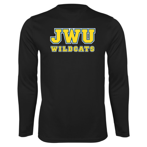  Black Performance Long Sleeve Shirt - JWU Wildcats Arch