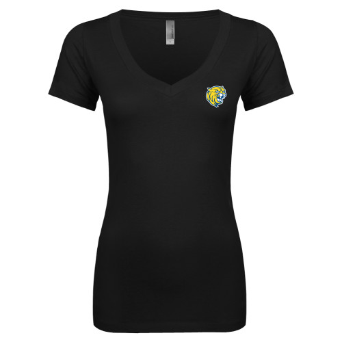  Next Level Womens Black Ideal V Tee - Cat Head