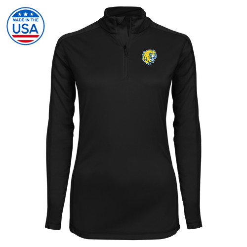  Syntrel Womens Black Interlock 1/4 Zip - Cat Head