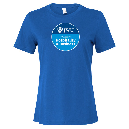  Bella + Canvas Womens Royal Relaxed Cotton T Shirt - JWU College of Hospitality & Business Badge