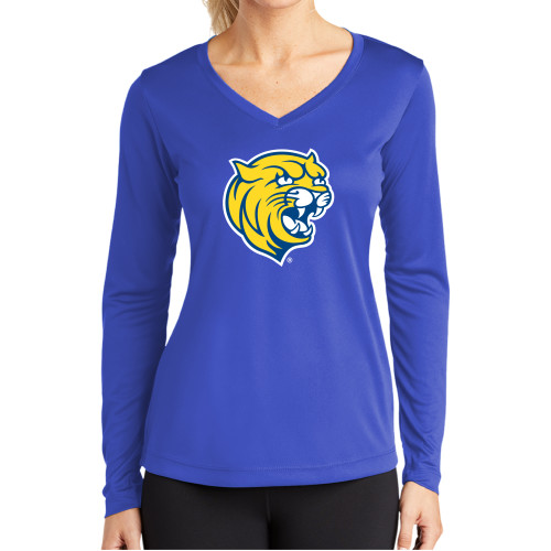  Womens Royal Performance Long Sleeve V Neck Shirt - Cat Head