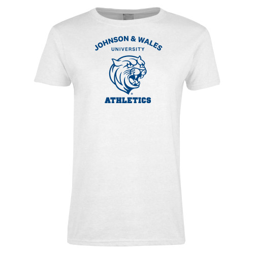  Womens White Short Sleeve Tee - Johnson Wales Athletics