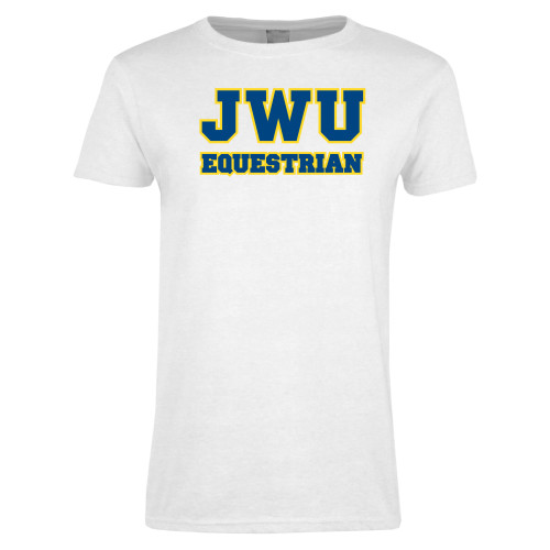  Womens White Short Sleeve Tee - JWU Equestrian