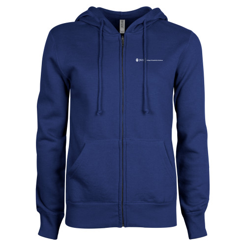  ENZA Womens Royal Fleece Full Zip Hoodie - JWU College of Hospitality & Business