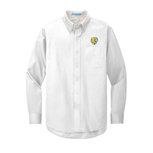  White Twill Button Down Long Sleeve - Cat Head