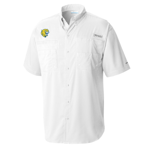  Columbia White Tamiami Performance Short Sleeve Shirt - Cat Head