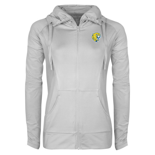  Womens White Sport Wick Stretch Full Zip Jacket - Cat Head