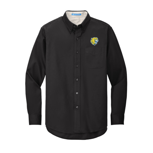  Black Twill Button Down Long Sleeve - Cat Head