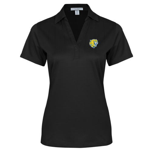  Womens Black Performance Fine Jacquard Polo - Cat Head
