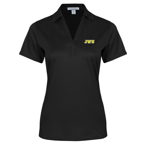  Womens Black Performance Fine Jacquard Polo - JWU
