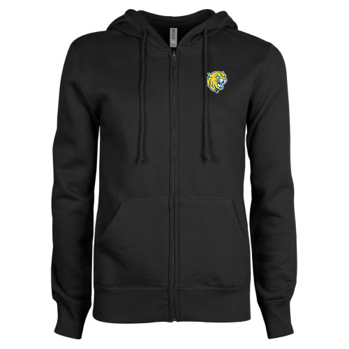  ENZA Womens Black Fleece Full Zip Hoodie - Cat Head