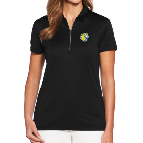  Callaway Womens Black Tulip Sleeve Zip Polo - Cat Head