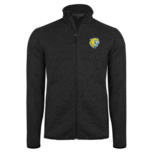  Black Heather  Sweater Fleece Jacket - Cat Head