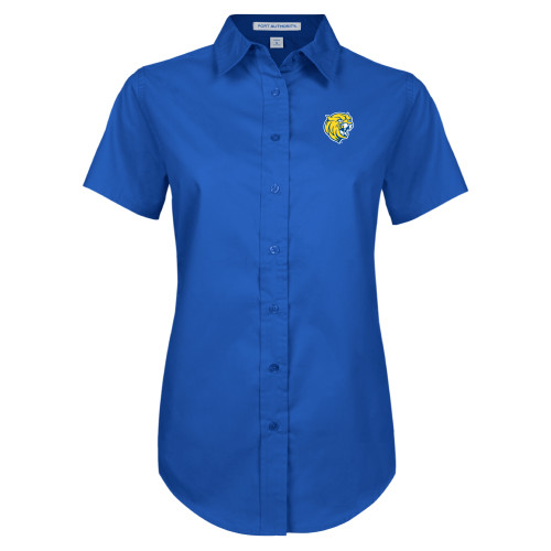  Womens Royal Twill Button Up Short Sleeve  - Cat Head