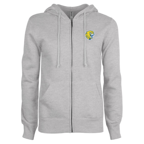  ENZA Womens Grey Fleece Full Zip Hoodie - Cat Head